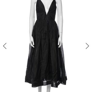 Zimmerman Black Linen Plunge V Neck Dress - Size 2 (US 8) - Worn Once